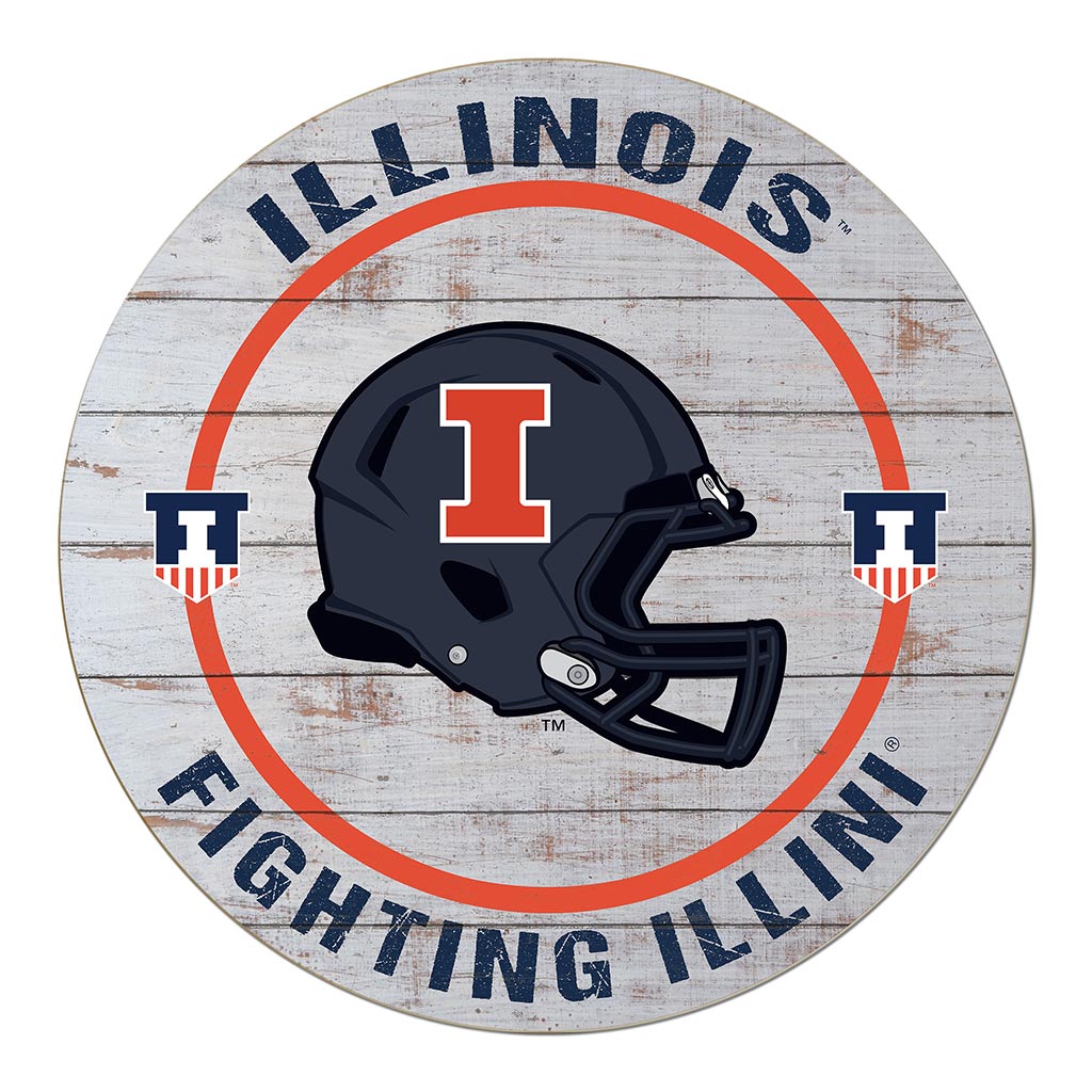 20x20 Weathered Helmet Sign Illinois Fighting Illini