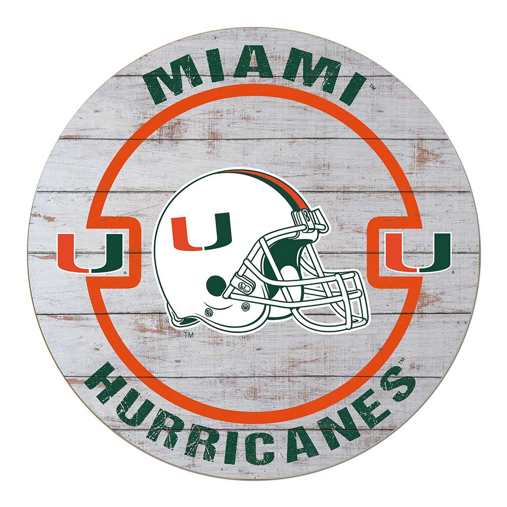 20x20 Weathered Helmet Sign Miami Hurricanes