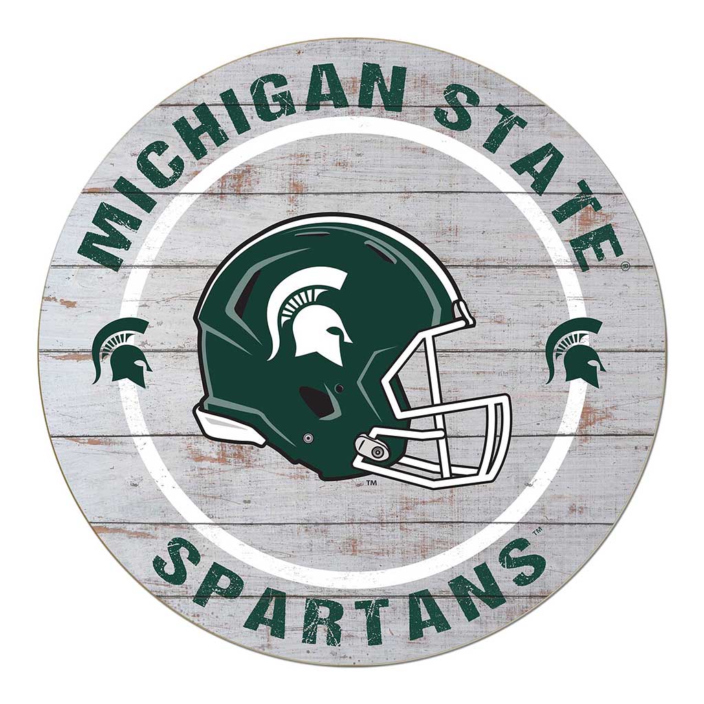 20x20 Weathered Helmet Sign Michigan State Spartans