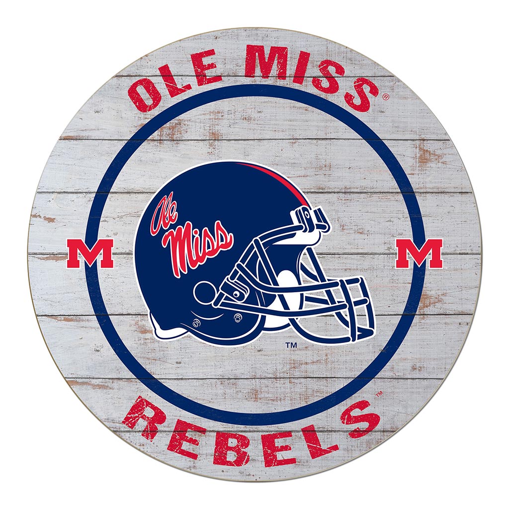 20x20 Weathered Helmet Sign Mississippi Rebels