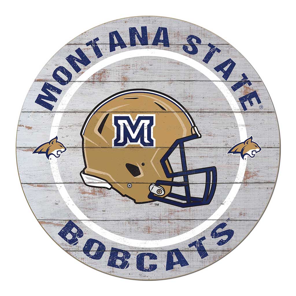 20x20 Weathered Helmet Sign Montana State Fighting Bobcats