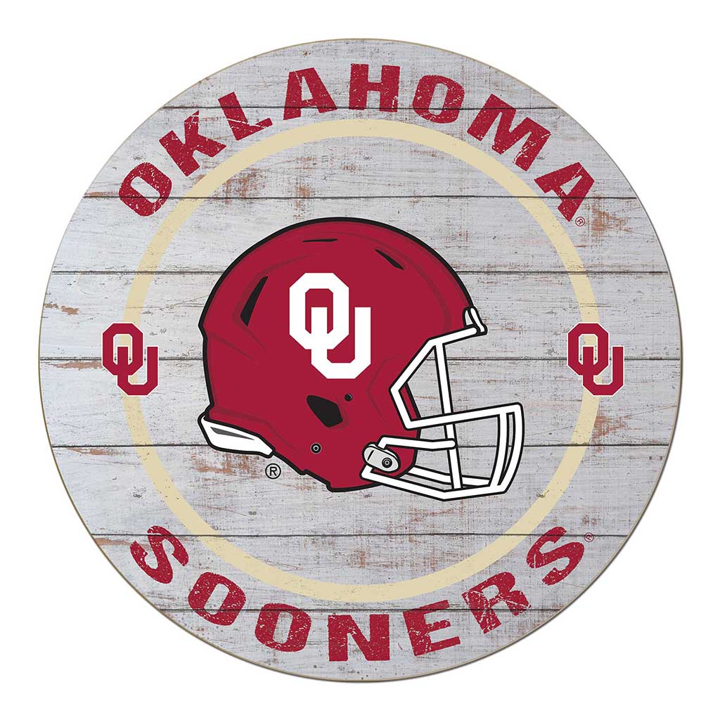 20x20 Weathered Helmet Sign Oklahoma Sooners