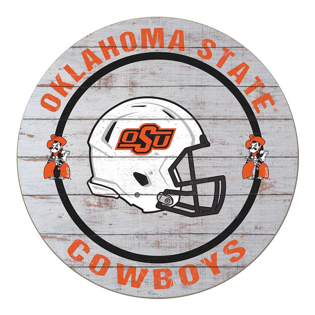 20x20 Weathered Helmet Sign Oklahoma State Cowboys