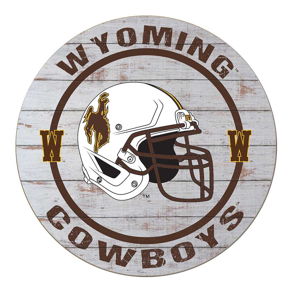 20x20 Weathered Helmet Sign Wyoming Cowboys