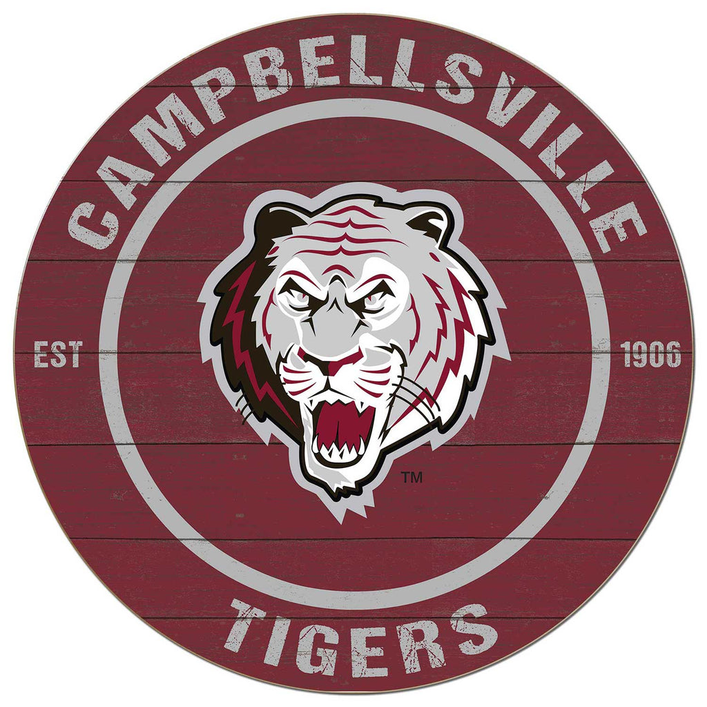 20x20 Weathered Colored Circle Campbellsville University Tigers