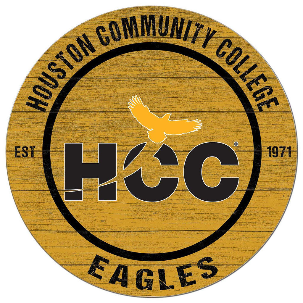20x20 Weathered Colored Circle Houston Community College Eagles
