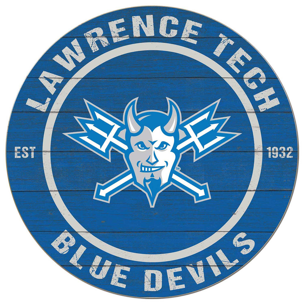20x20 Weathered Colored Circle Lawrence Technological University Blue Devils