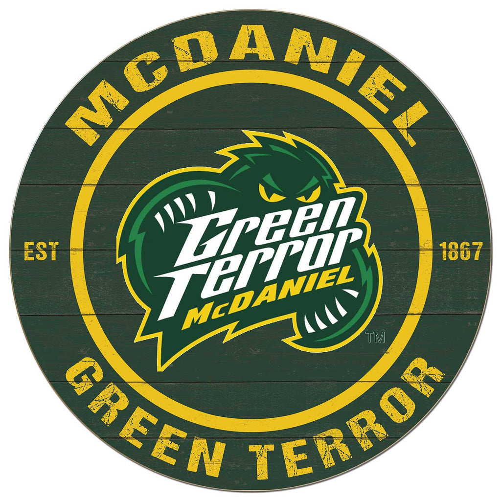 20x20 Weathered Colored Circle McDaniel College Green Terror