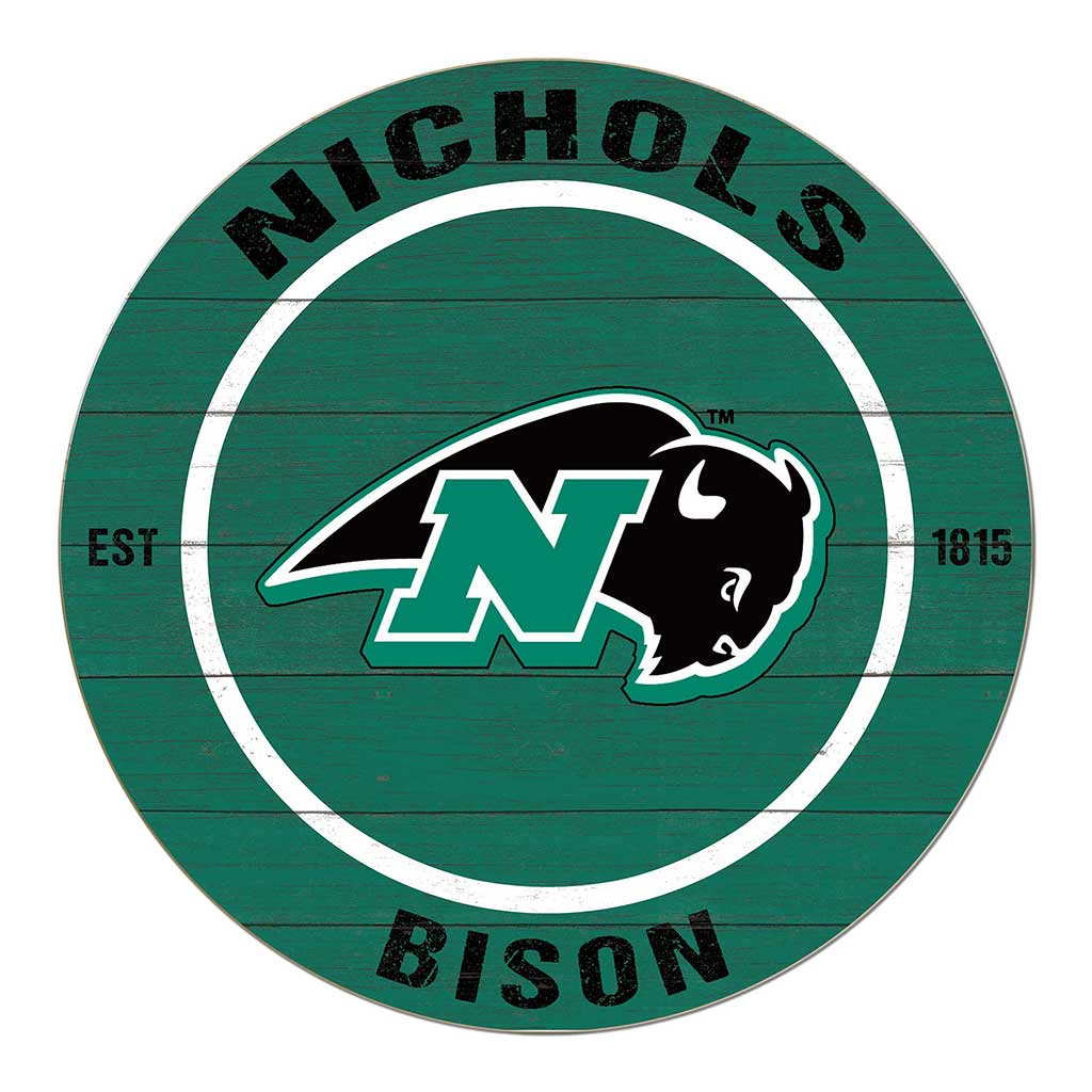 20x20 Weathered Colored Circle Nichols College Bison