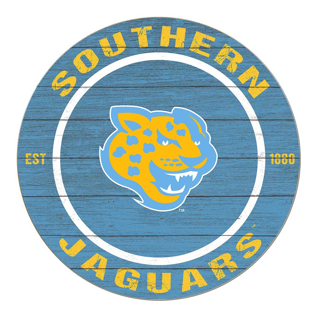 20x20 Weathered Colored Circle Southern University Jaguars