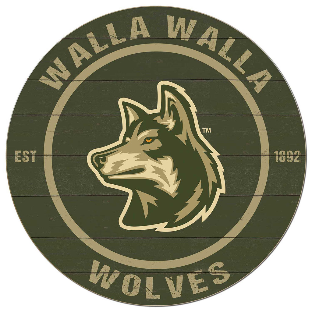 20x20 Weathered Colored Circle Walla Walla University Wolves