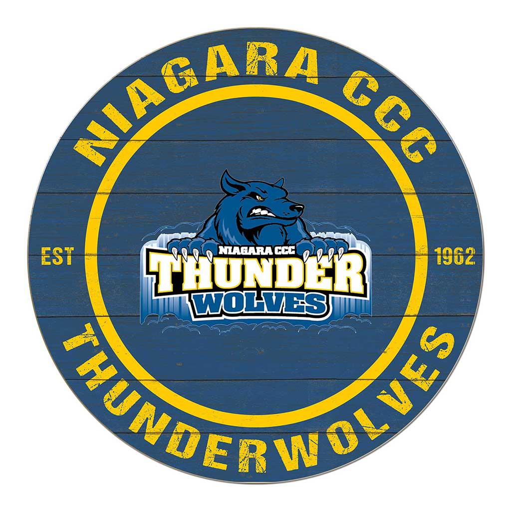 20x20 Weathered Colored Circle Niagara County Community College Thunder Wolves