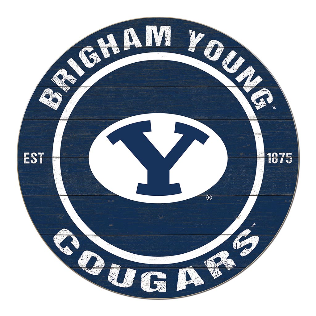 20x20 Weathered Colored Circle Brigham Young Cougars