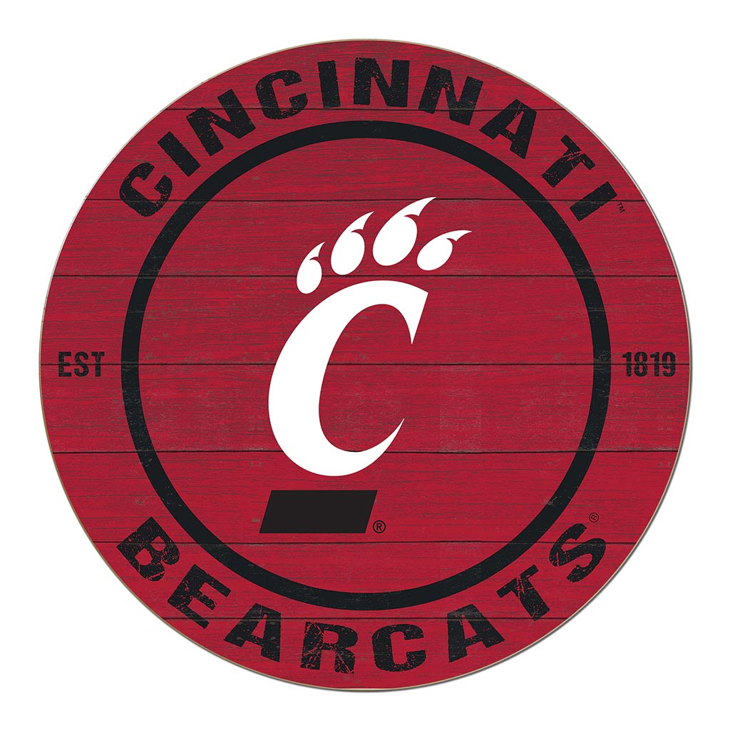20x20 Weathered Colored Circle Cincinnati Bearcats