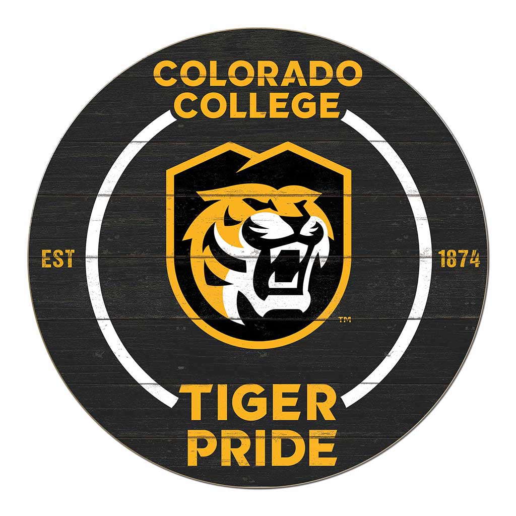 20x20 Weathered Colored Circle Colorado College Tigers