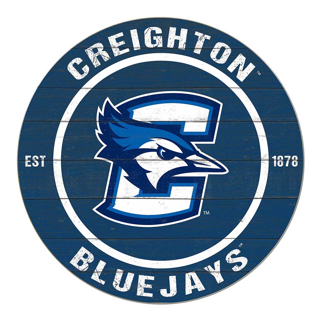 20x20 Weathered Colored Circle Creighton Bluejays
