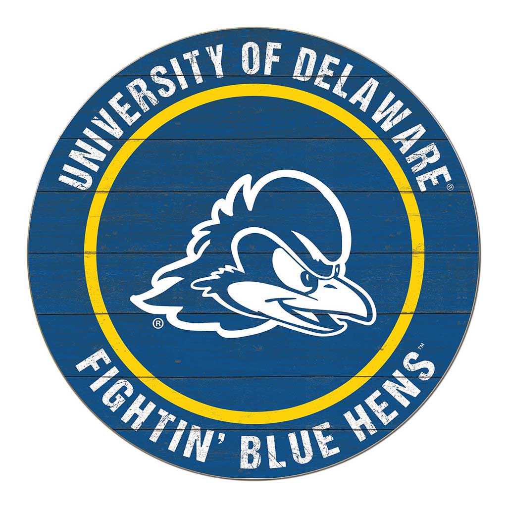 20x20 Weathered Colored Circle Delaware Fightin Blue Hens
