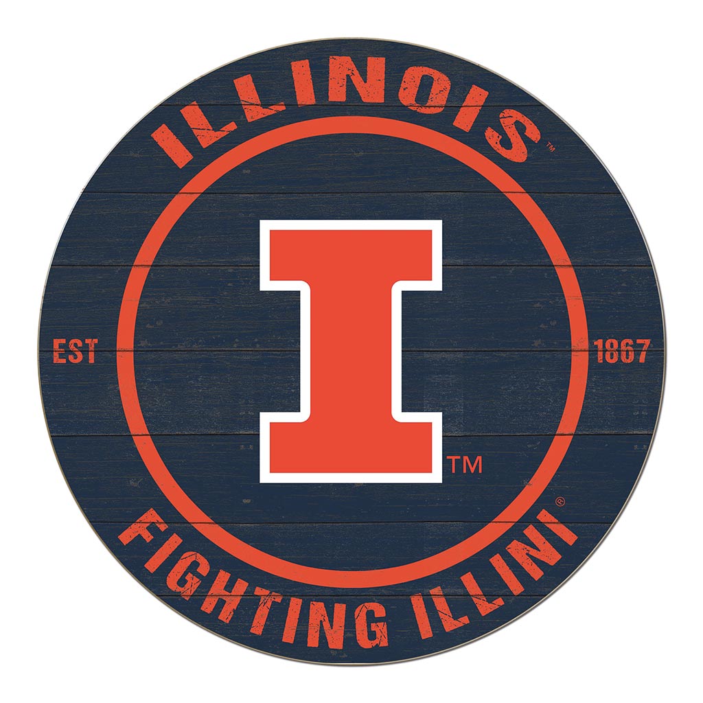 20x20 Weathered Colored Circle Illinois Fighting Illini