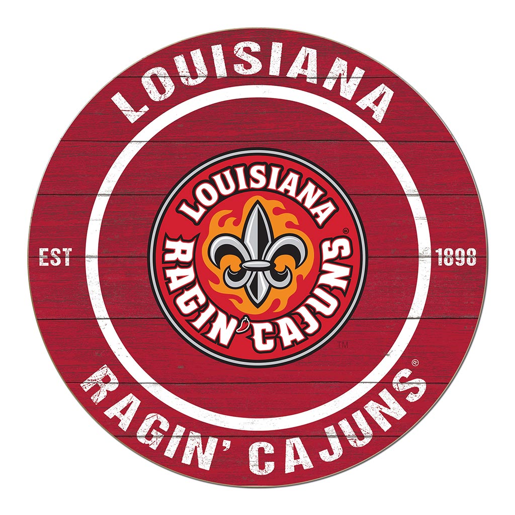 20x20 Weathered Colored Circle Louisiana State Lafayette Ragin Cajuns