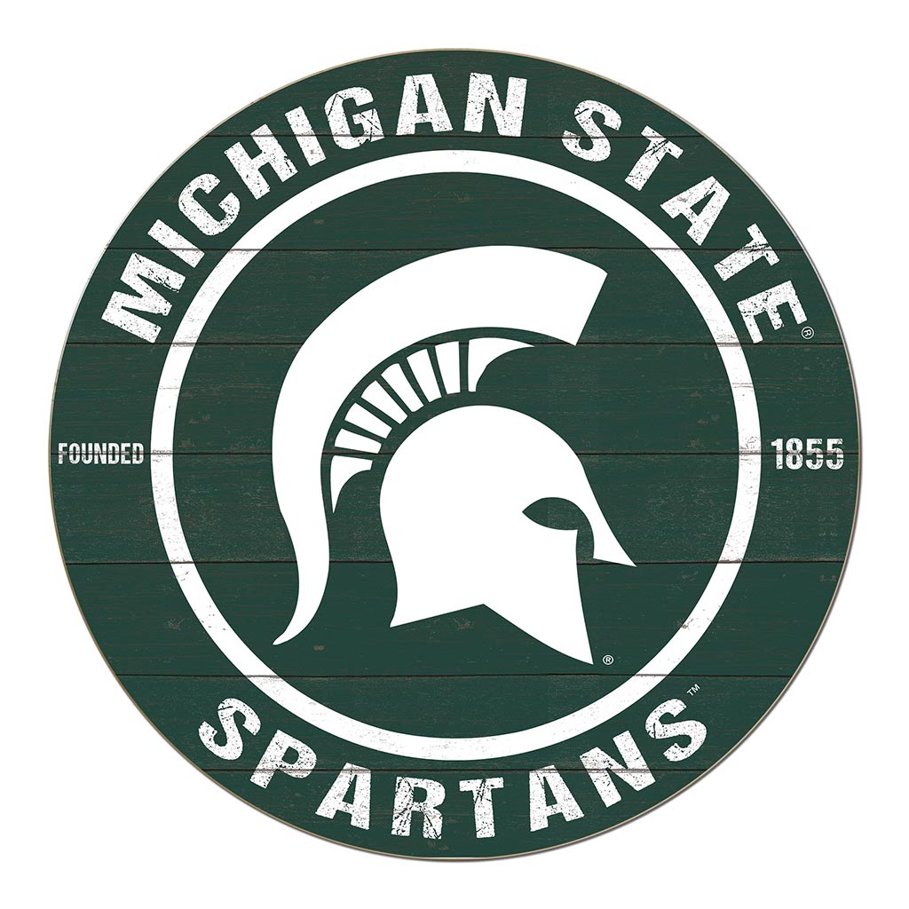 20x20 Weathered Colored Circle Michigan State Spartans