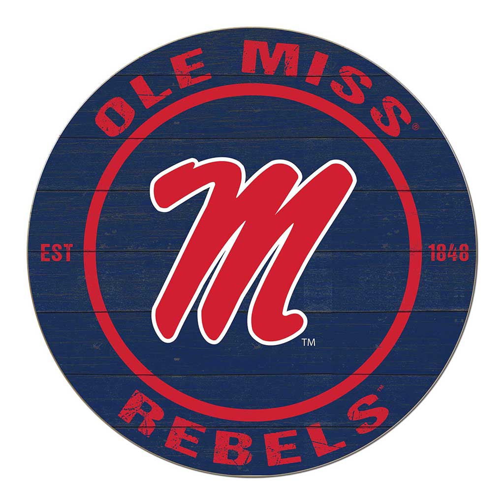 20x20 Weathered Colored Circle Mississippi Rebels