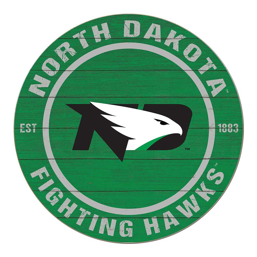 20x20 Weathered Colored Circle North Dakota Fighting Hawks