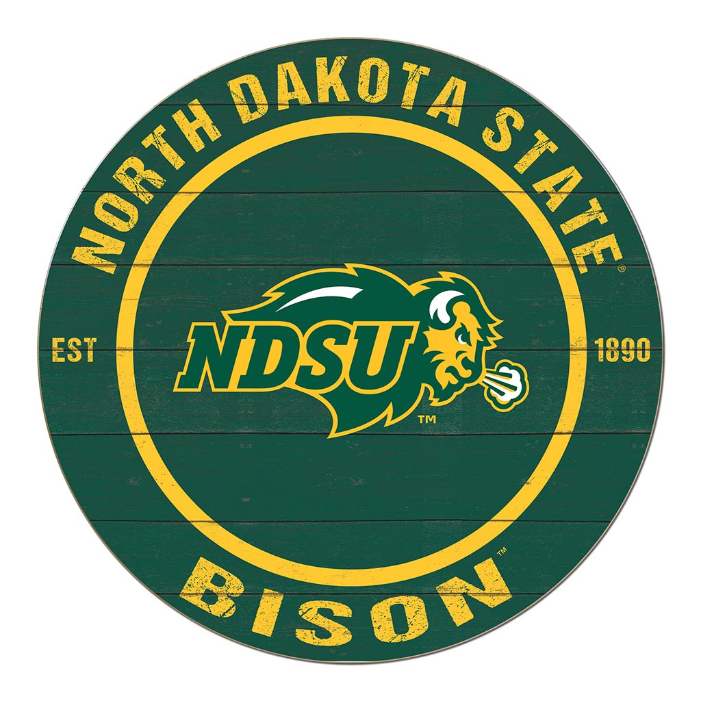 20x20 Weathered Colored Circle North Dakota State Bison