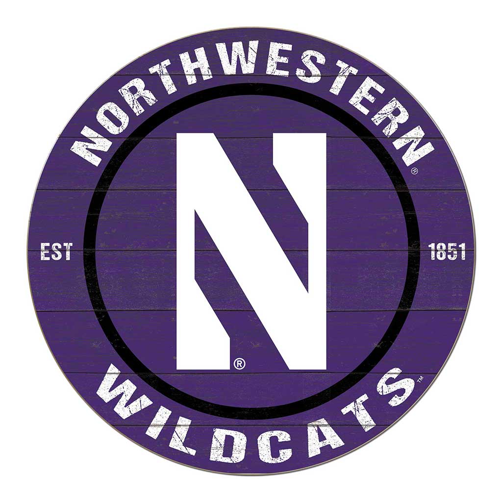 20x20 Weathered Colored Circle Northwestern Wildcats