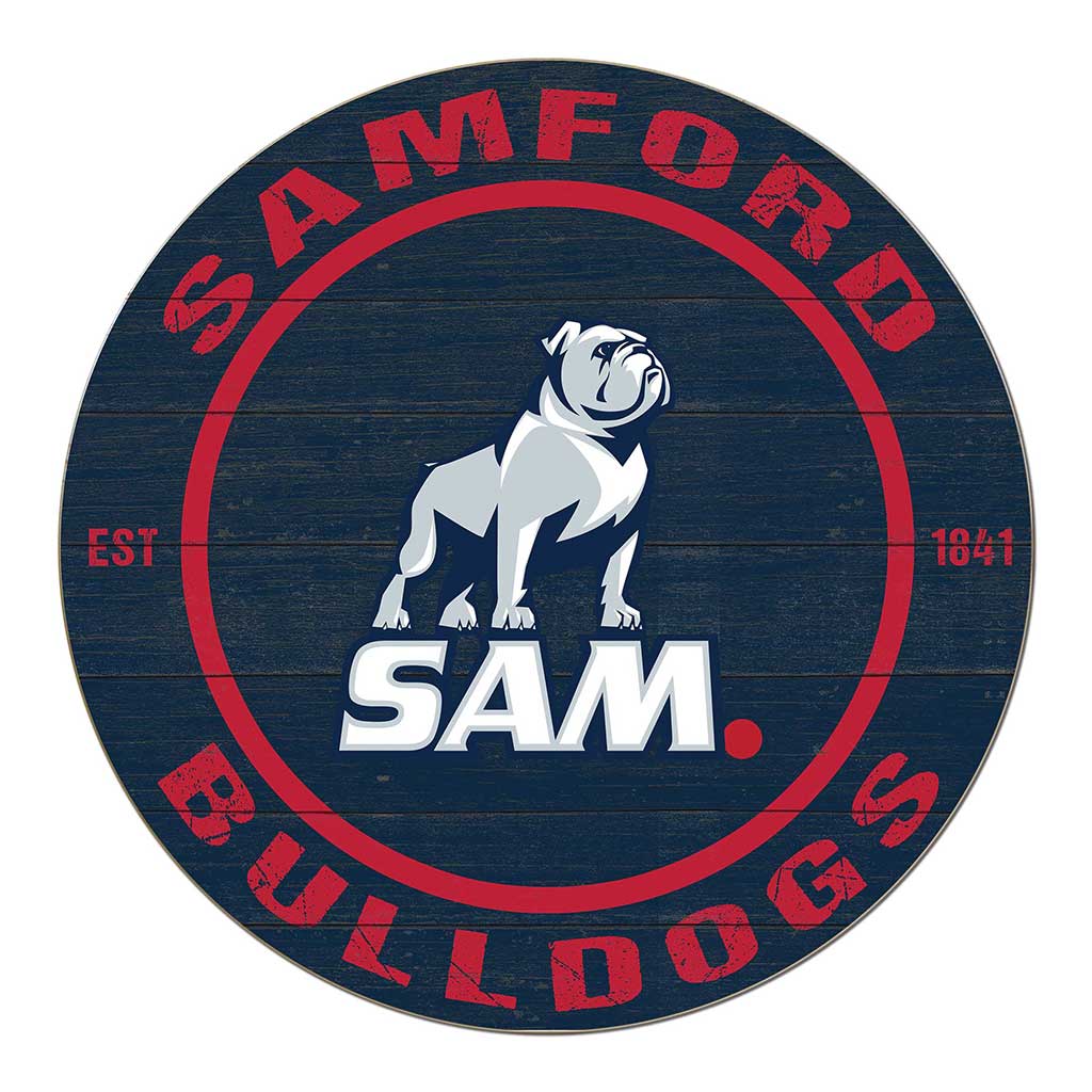 20x20 Weathered Colored Circle Samford Bulldogs