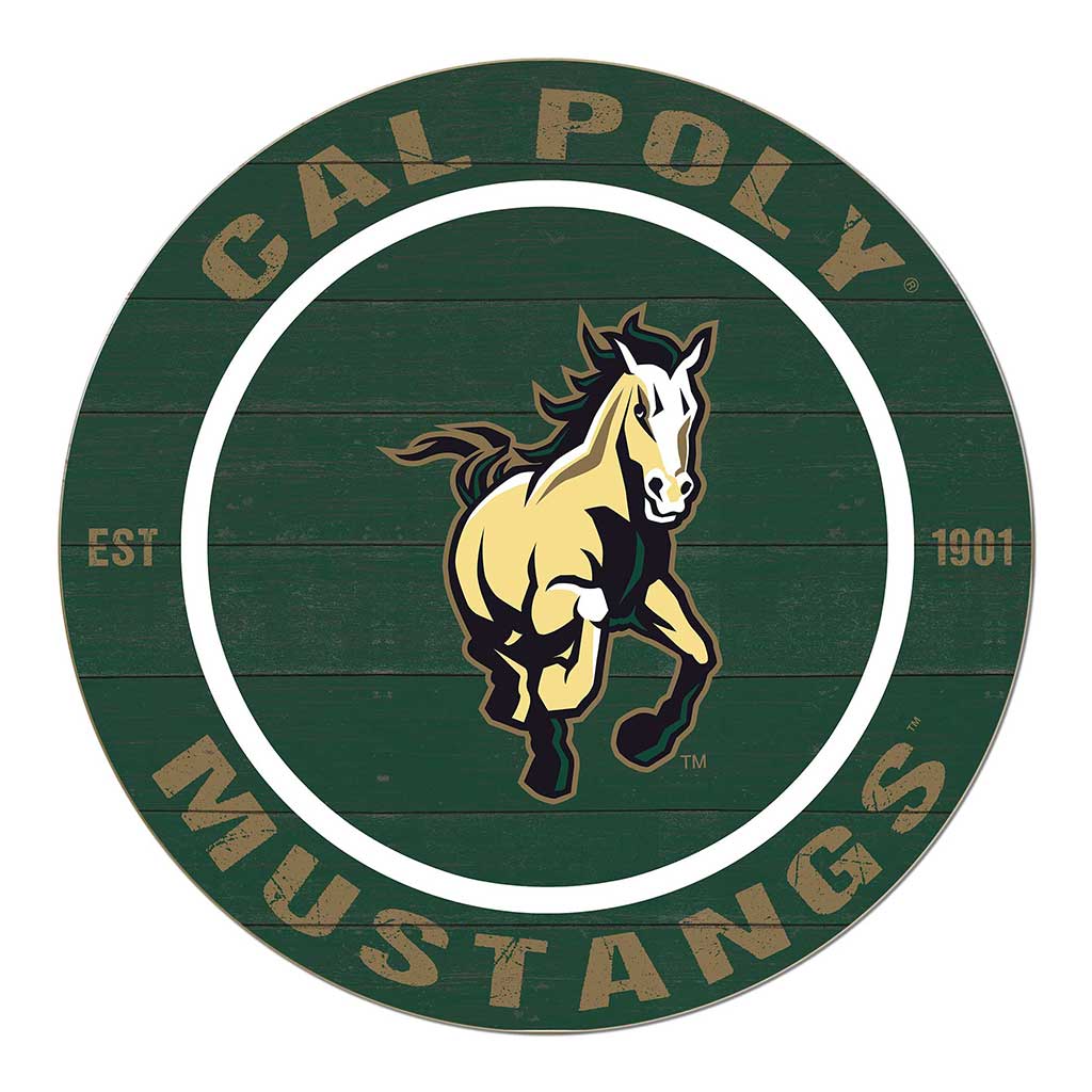 20x20 Weathered Colored Circle California Polytechnic State Mustangs