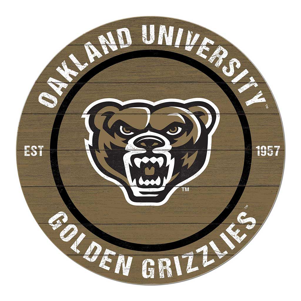 20x20 Weathered Colored Circle Oakland University Golden Grizzlies