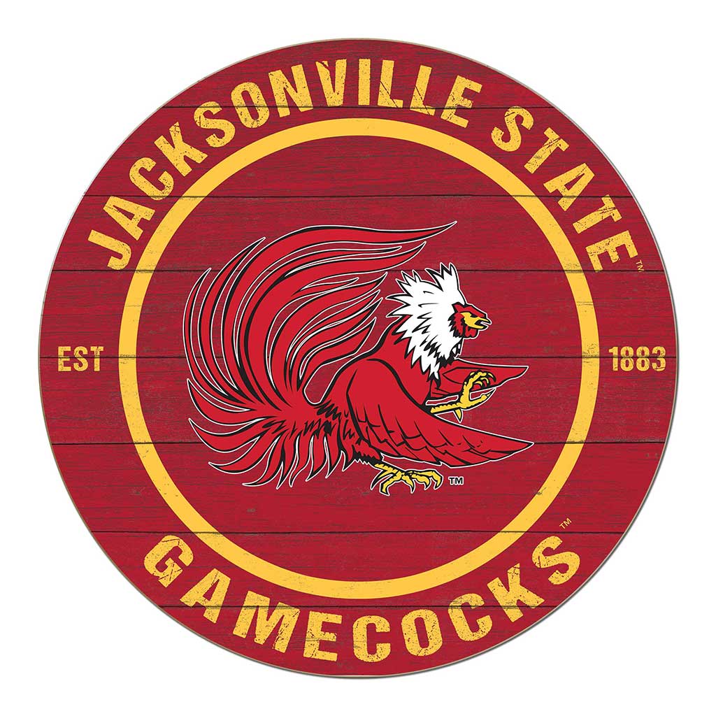 20x20 Weathered Colored Circle Jacksonville State Gamecocks