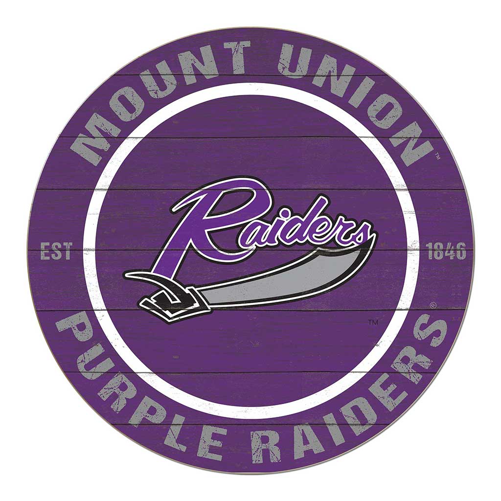 20x20 Weathered Colored Circle University of Mount Union Raiders