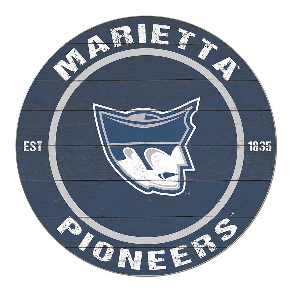 20x20 Weathered Colored Circle Marietta College Pioneers