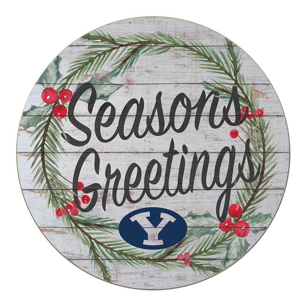 20x20 Weathered Seasons Greetings Brigham Young Cougars