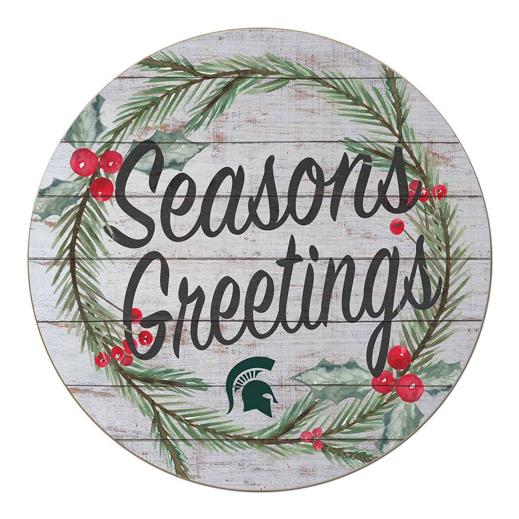 20x20 Weathered Seasons Greetings Michigan State Spartans