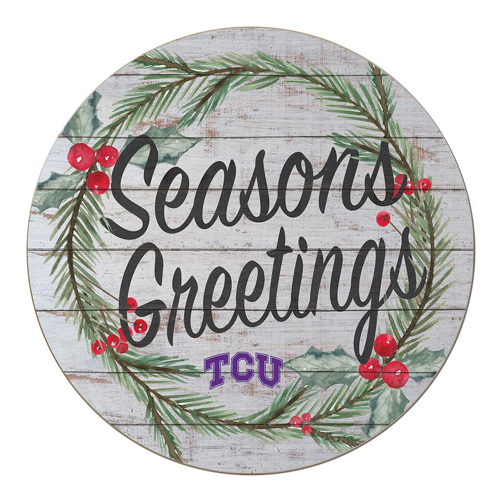 20x20 Weathered Seasons Greetings Texas Christian Horned Frogs