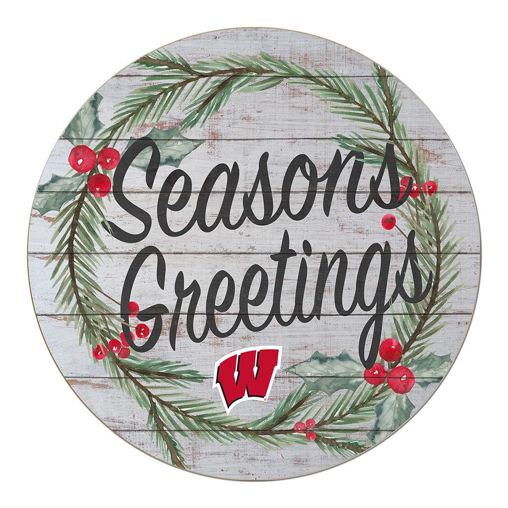 20x20 Weathered Seasons Greetings Wisconsin Badgers