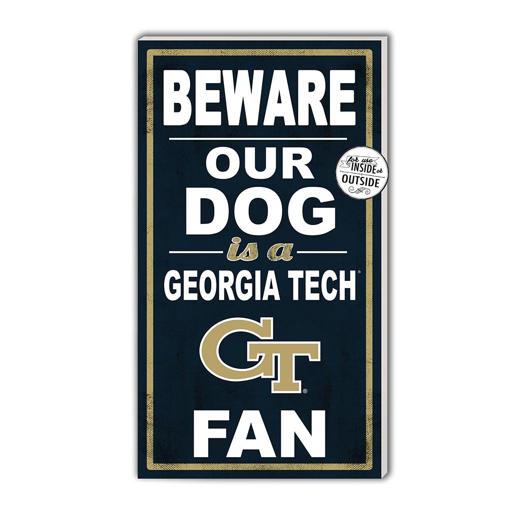 11x20 Indoor Outdoor Sign BEWARE of Dog Georgia Tech Yellow Jackets