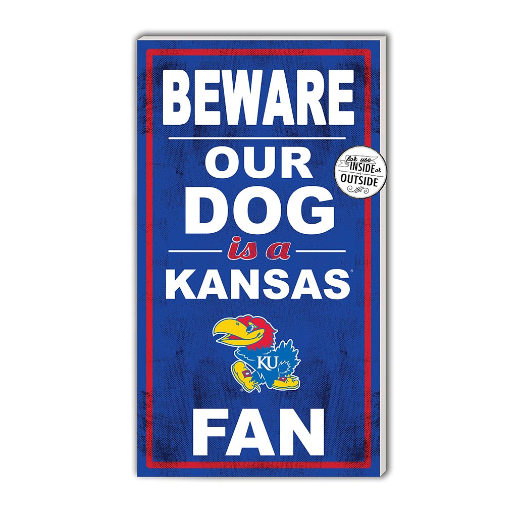11x20 Indoor Outdoor Sign BEWARE of Dog Kansas Jayhawks