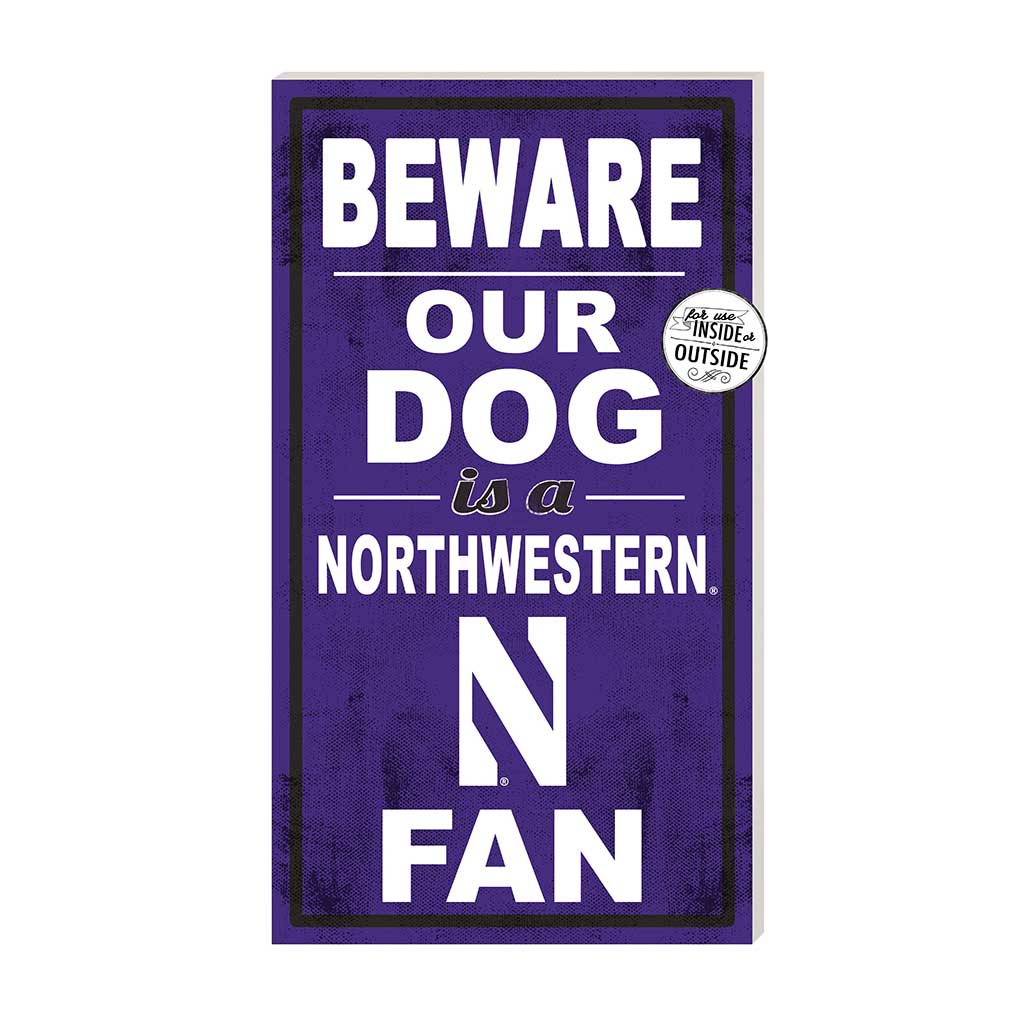 11x20 Indoor Outdoor Sign BEWARE of Dog Northwestern Wildcats