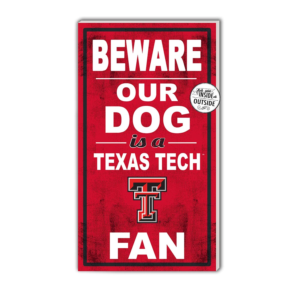 11x20 Indoor Outdoor Sign BEWARE of Dog Texas Tech Red Raiders