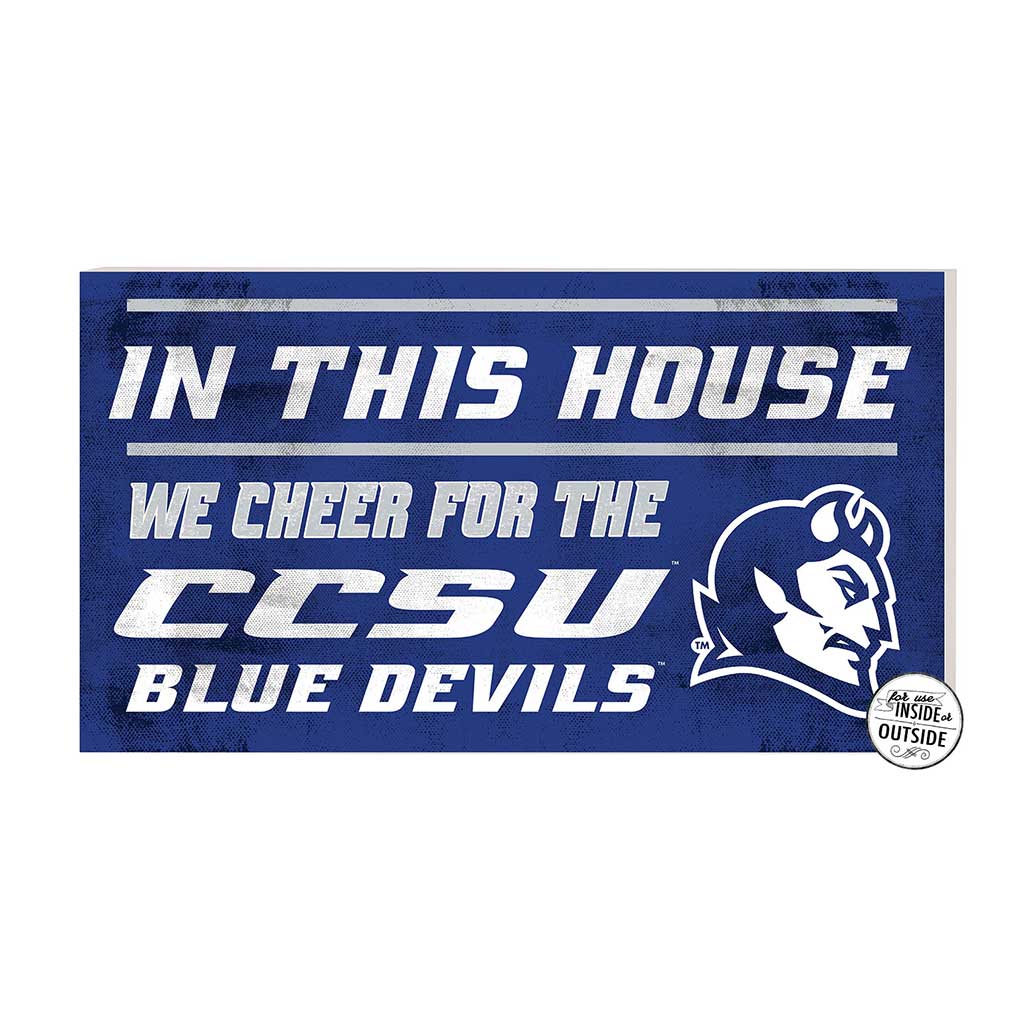 20x11 Indoor Outdoor Sign In This House Central Connecticut State Blue Devils