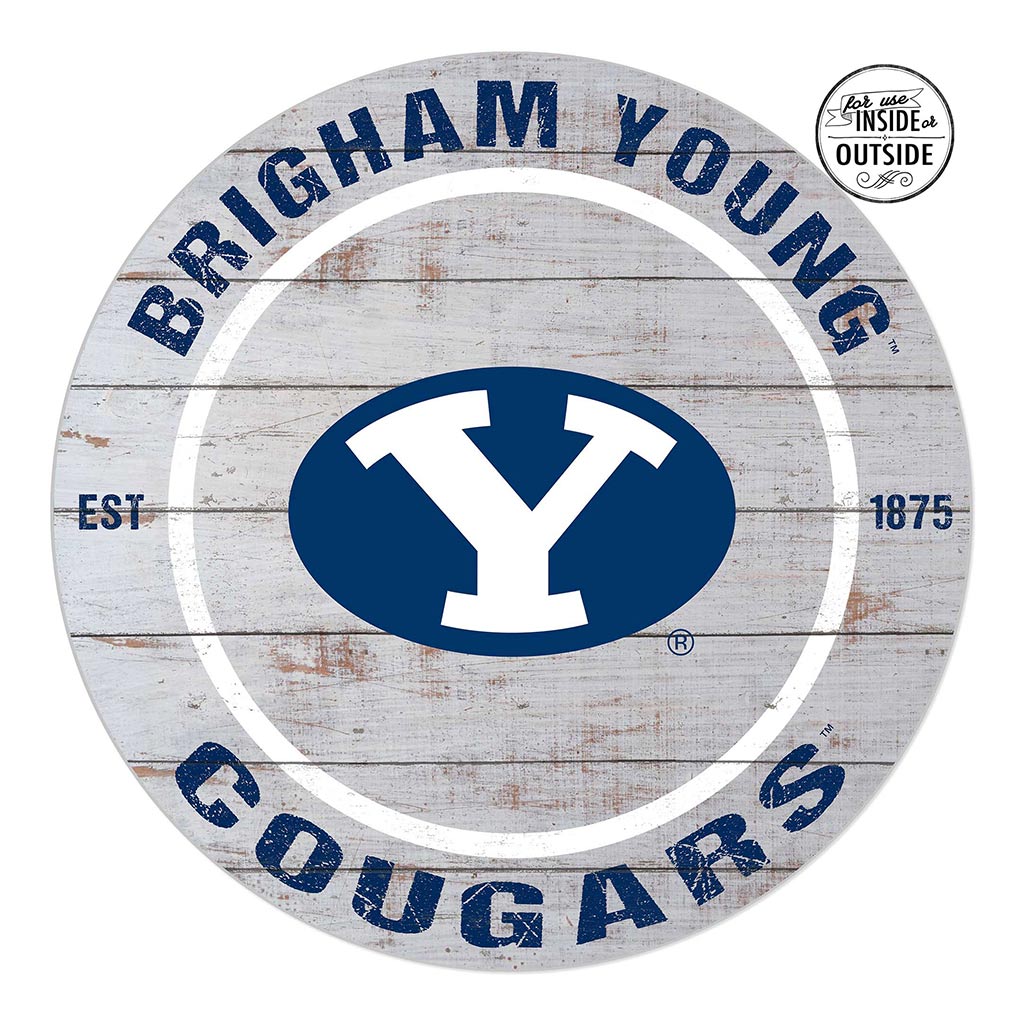 20x20 Indoor Outdoor Weathered Circle Brigham Young Cougars