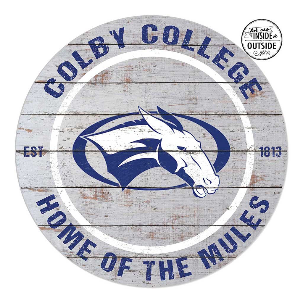 20x20 Indoor Outdoor Weathered Circle Colby College White Mules