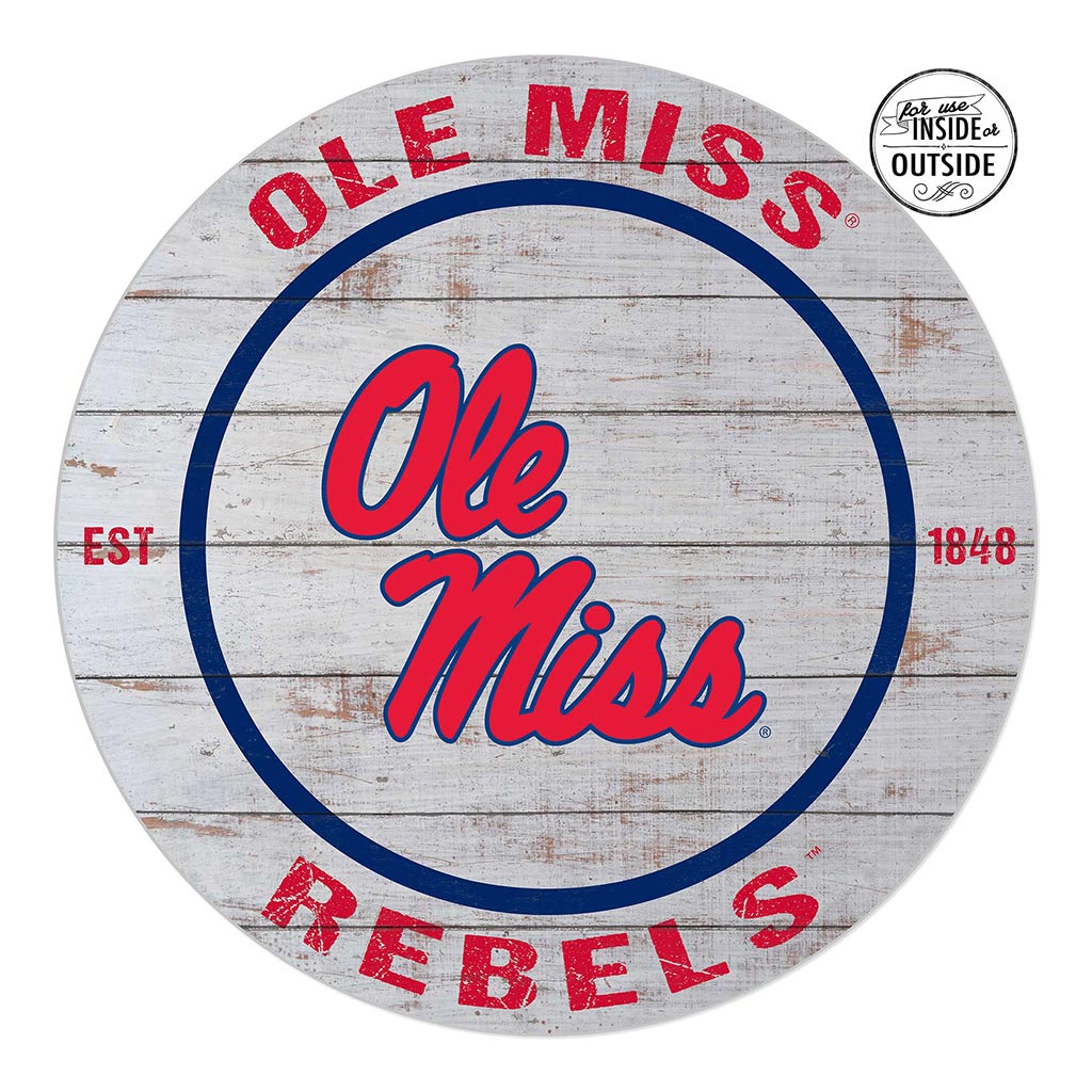 20x20 Indoor Outdoor Weathered Circle Mississippi Rebels