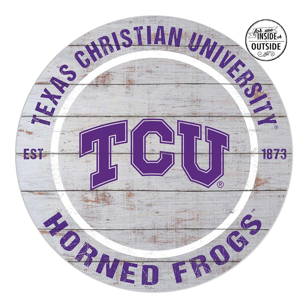 20x20 Indoor Outdoor Weathered Circle Texas Christian Horned Frogs