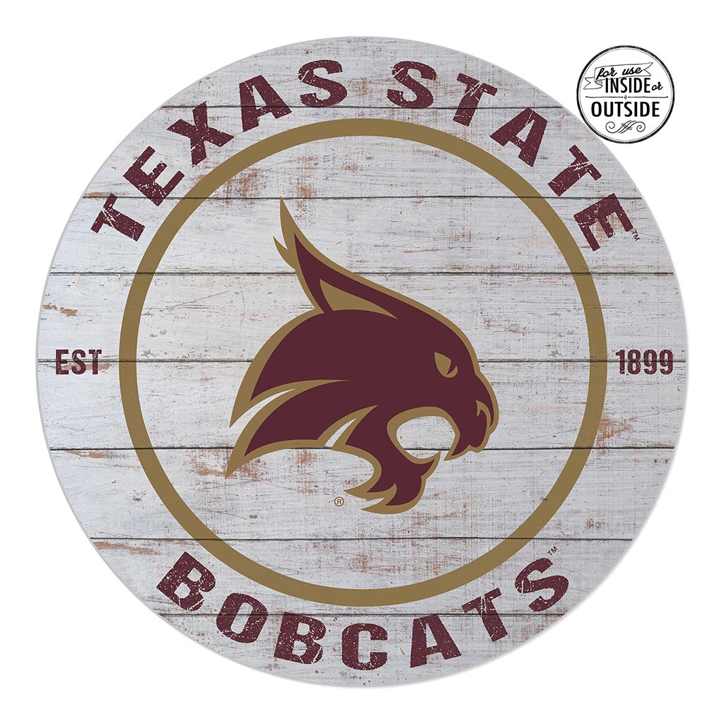 20x20 Indoor Outdoor Weathered Circle Texas State Bobcats