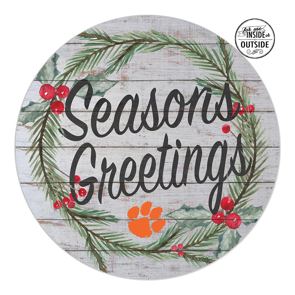 20x20 Indoor Outdoor Seasons Greetings Sign Clemson Tigers