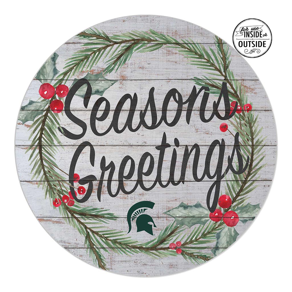 20x20 Indoor Outdoor Seasons Greetings Sign Michigan State Spartans